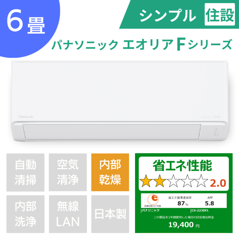 2025年 住設モデルパナソニック エオリア CS-225DFL | 新潟でエアコン